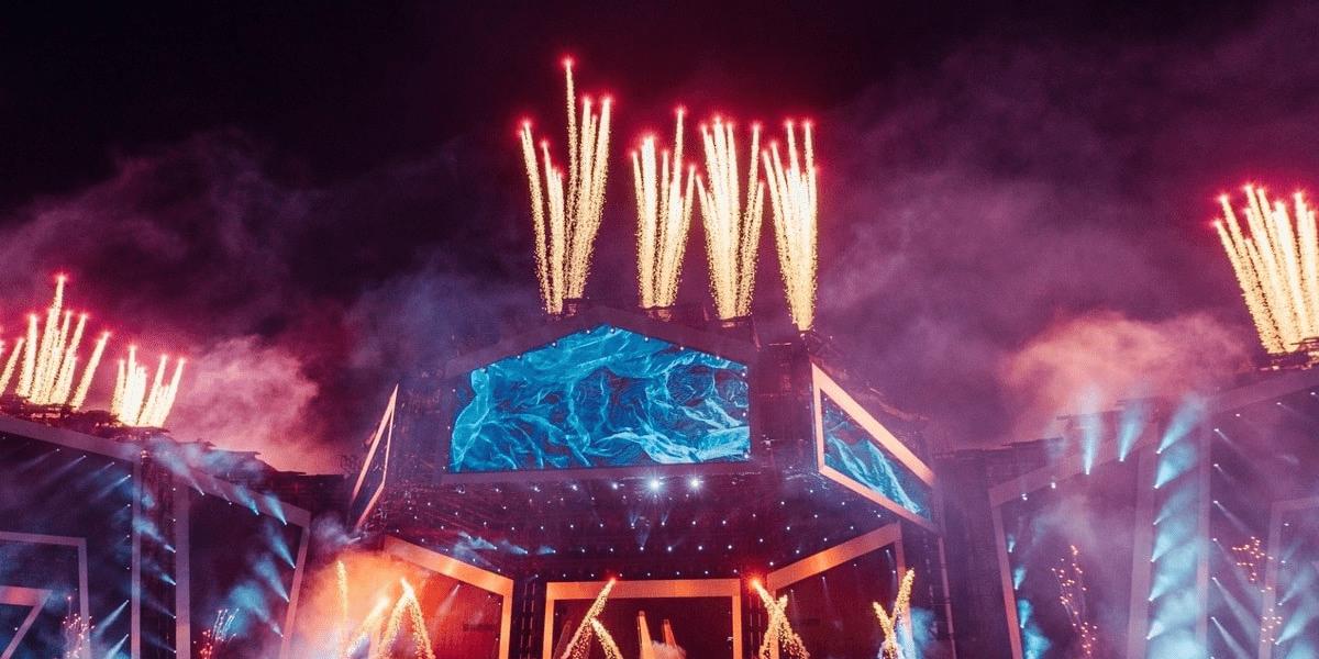 Stage with fireworks